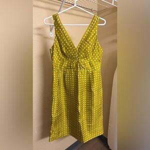 J. Crew Y2K 100% Silk Polka Dot Cocktail Dress Chartreuse Green Size 8/10